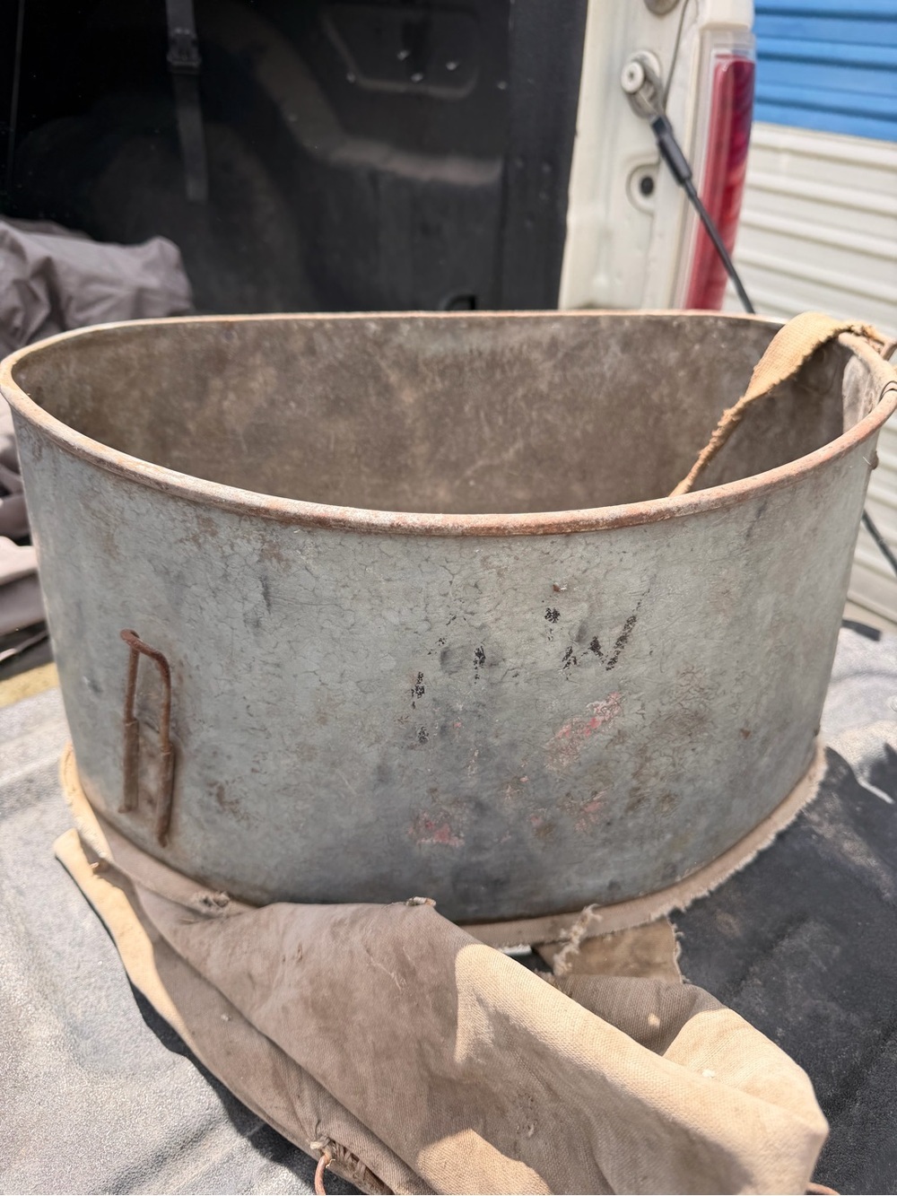 Antique Fruit Picking Lawrence Mich Galvanized Steel Canvas Bag Straps 16”